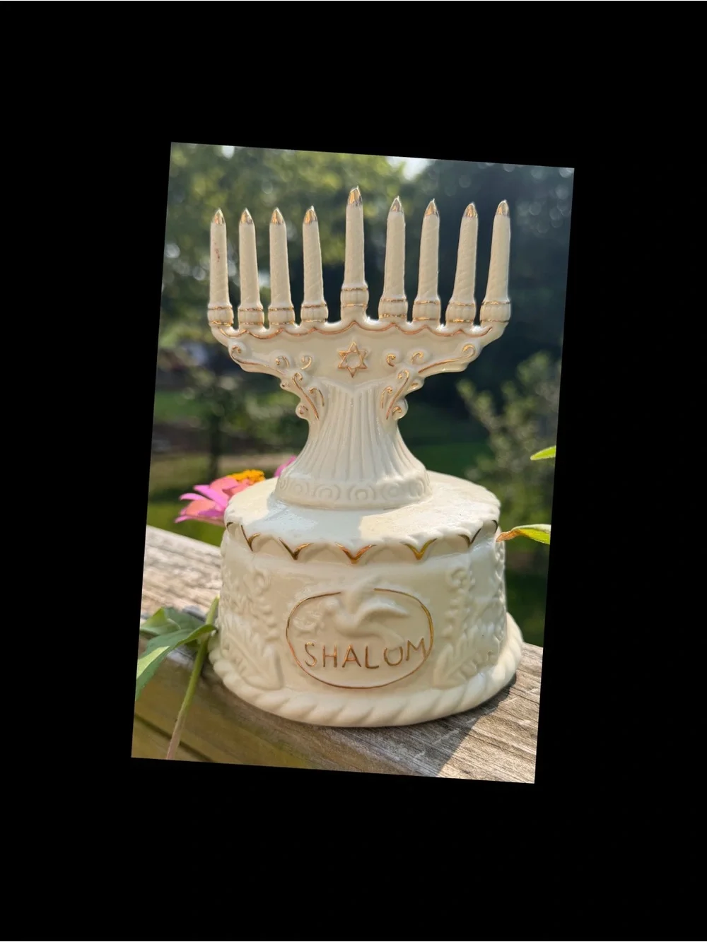 Vintage Crown Accents Musical Hanukkah Menorah Music Box Holiday Decor